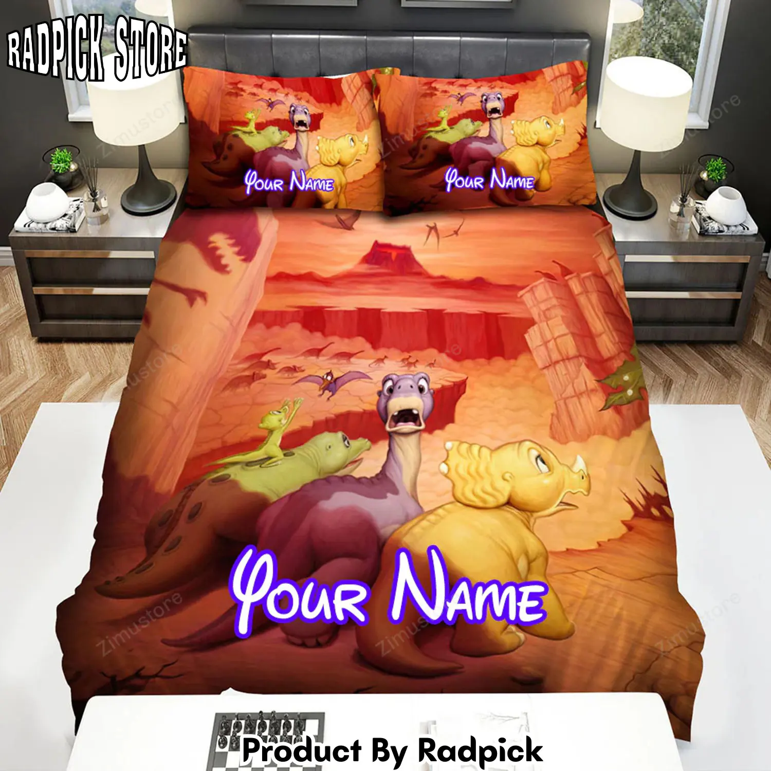 Radpick the land before time movie scene bed sheets duvet cover personalized name bedding sets rp3271151